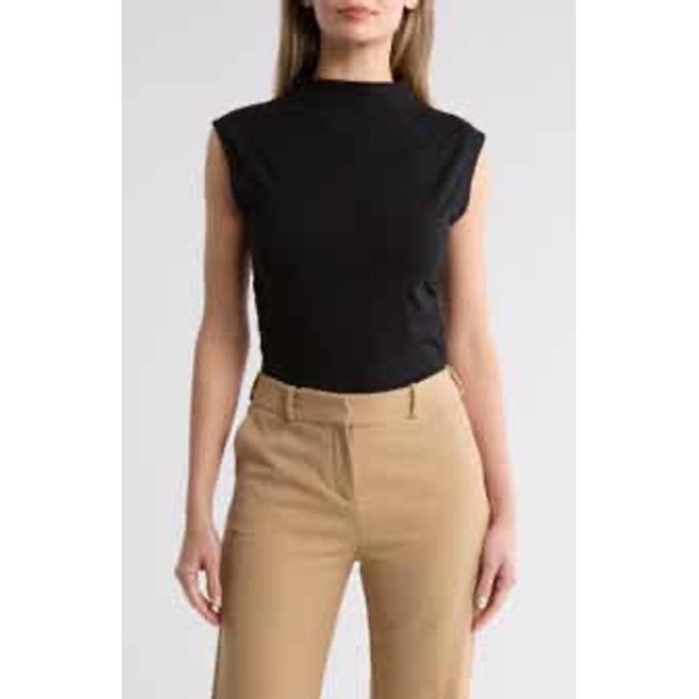 Jason Wu Black Mock Neck Sleeveless Top Size Medium